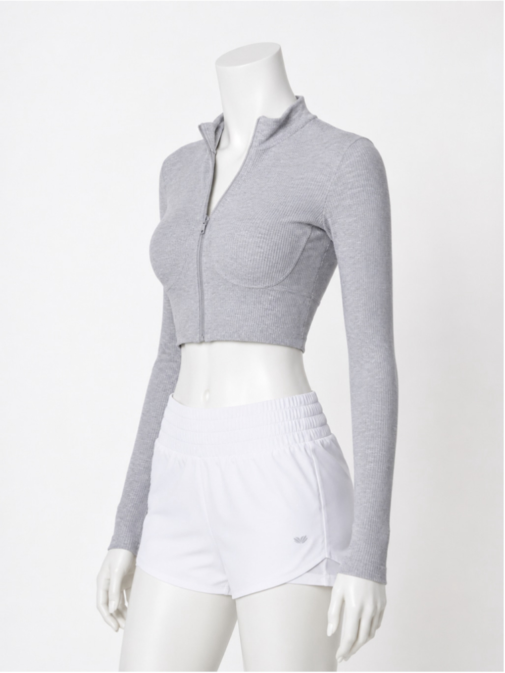 Forever 21 Active Heather Gray Cropped Zip-Up Jacket – Size M - Picture 4 of 9